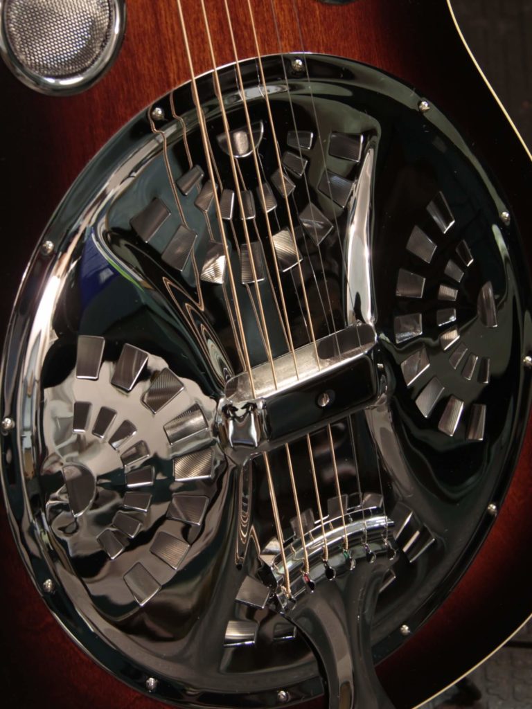 Deco Phonic-57 resonator guitar close up on coverplate