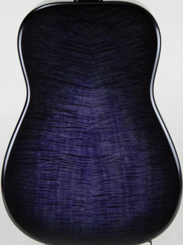 Josh Swift Signature resonator guitar back, Purple Reign sunburst