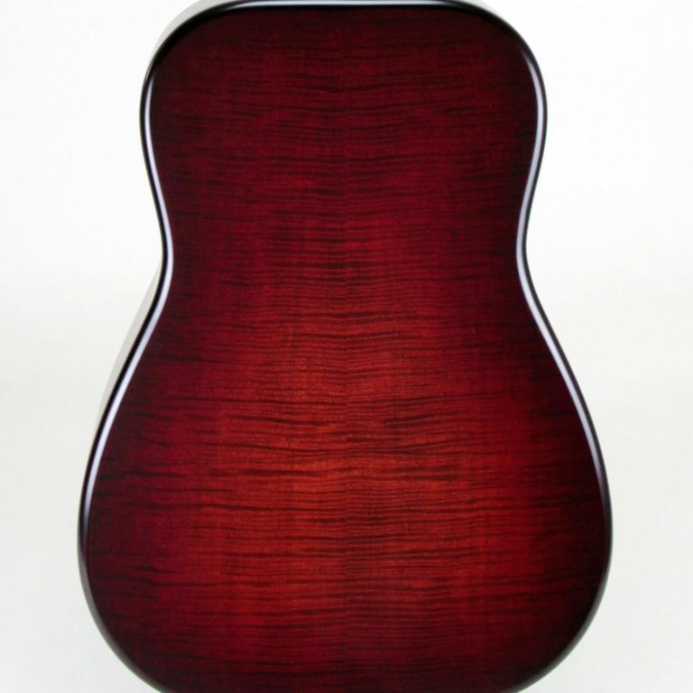 Josh Swift Signature resonator guitar back, Red Assault sunburst