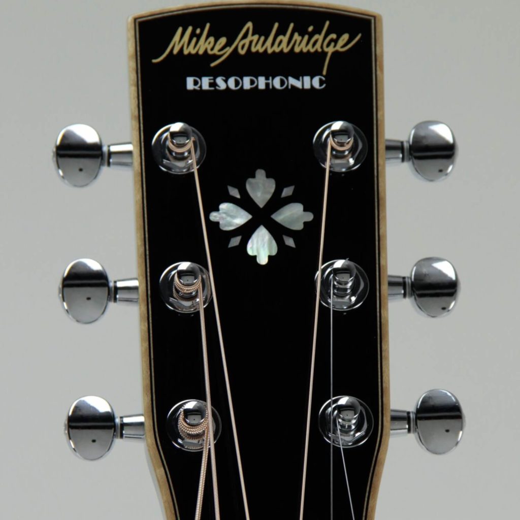 Beard MA-6 resonator guitar close up on peghead inlay
