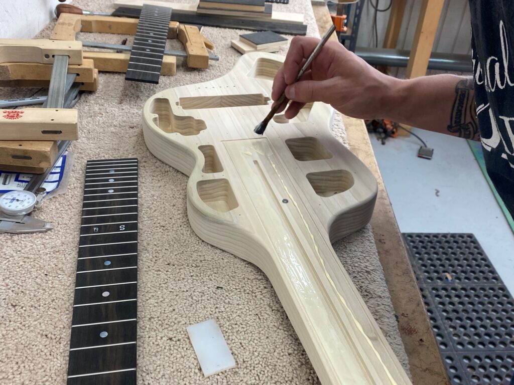 Meghan Lovell Electro-Liege lapsteel in construction